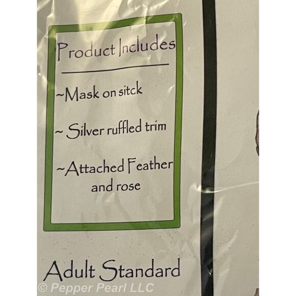 Vampire Mask on a Stick Set of 4 Masquerade Eye Half Feather Rose Ruffle Silver - Picture 3 of 10